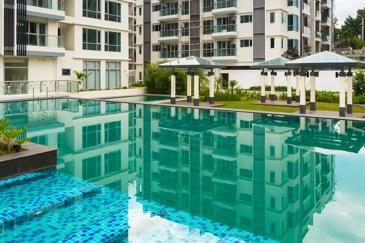 Lap Pool with Paved Sunbathing Deck